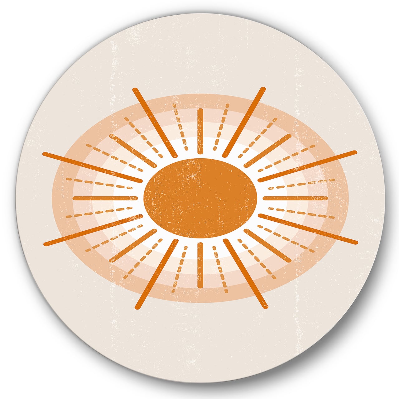 Designart - Minimal Orange Radiant Sun II - Modern Metal Circle Wall Art